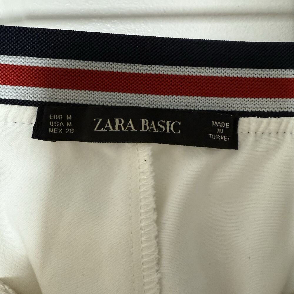 Zara Basic White Slim Ankle Trousers with Striped Waistband Y2K Size M - Picture 9 of 9